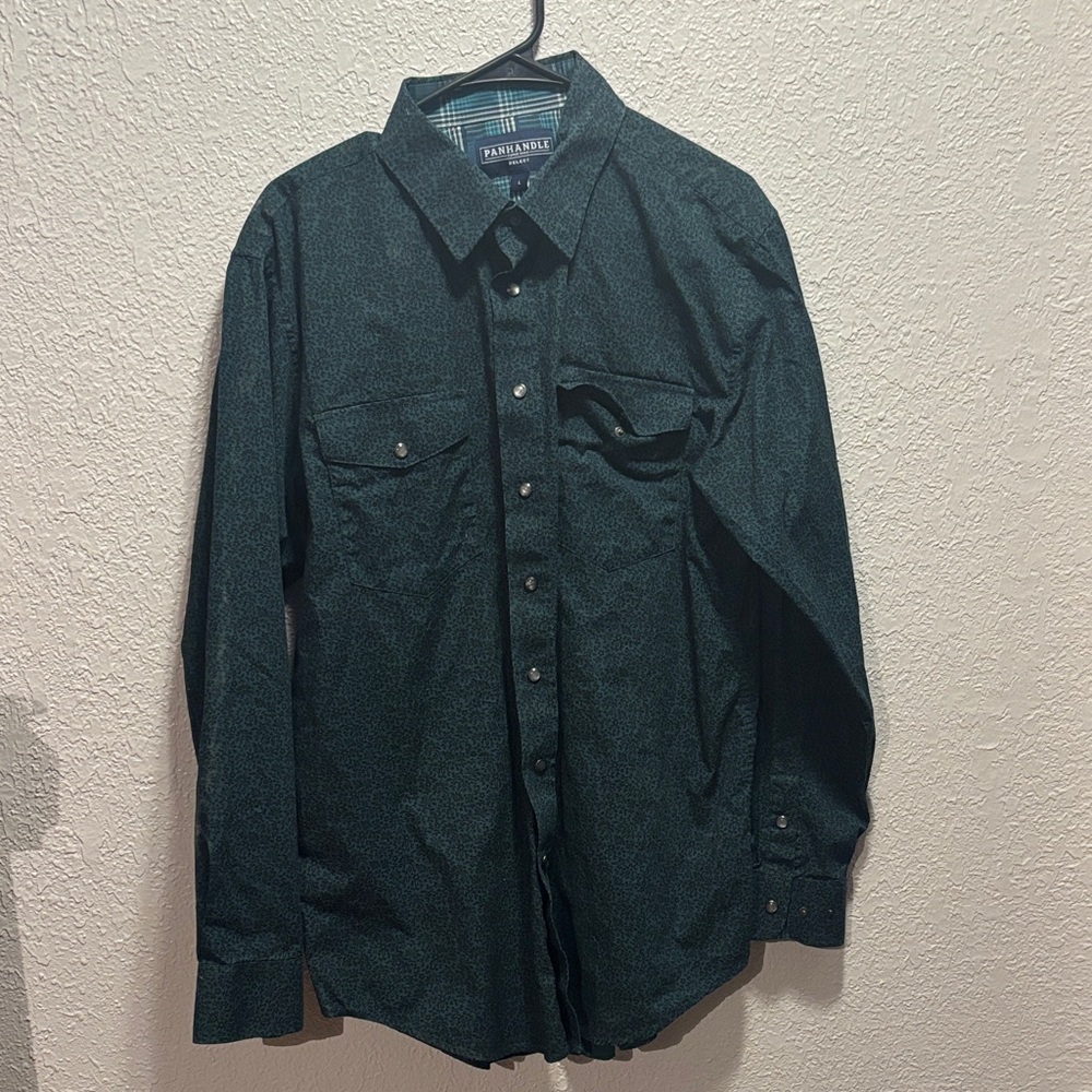 Panhandle Slim Men's Dark Green Casual Button Down Shirt